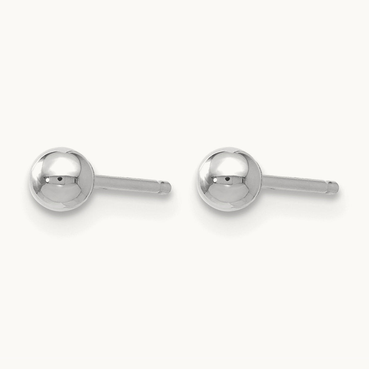 Polished Ball Post Earrings — 14K White Gold, 3mm