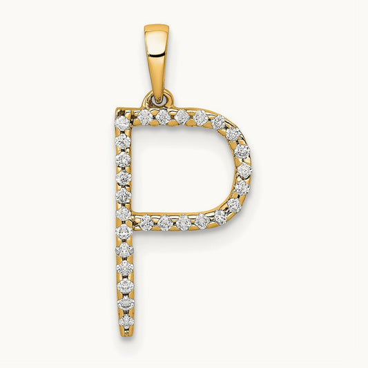 Diamond Letter P Initial Pendant, 14K