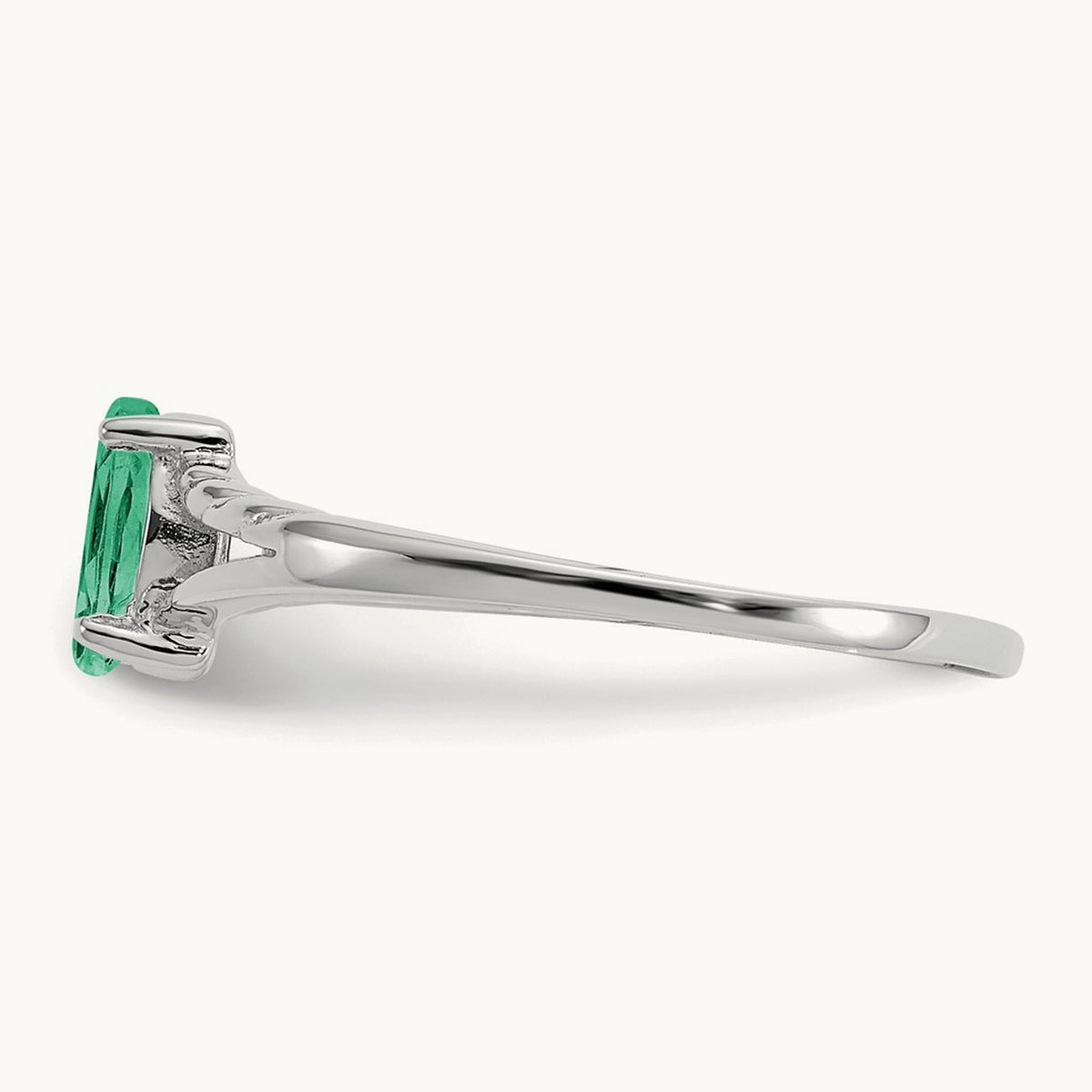 Emerald Birthstone Ring, 14K White Gold