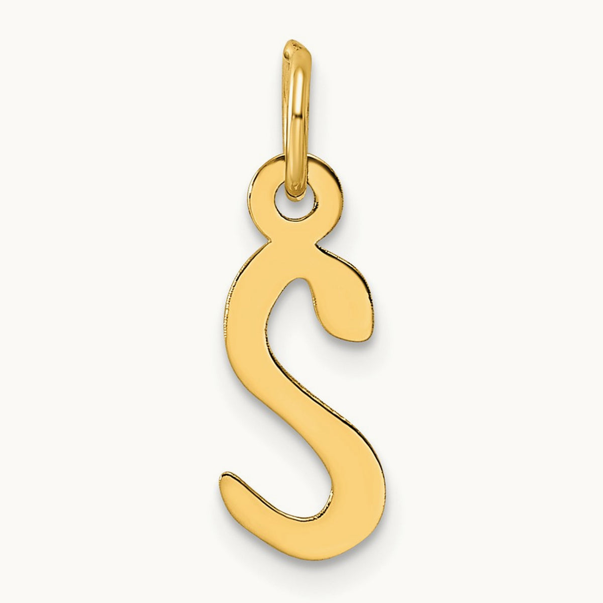 Slanted Block Initial Charm — 14K Yellow Gold, S