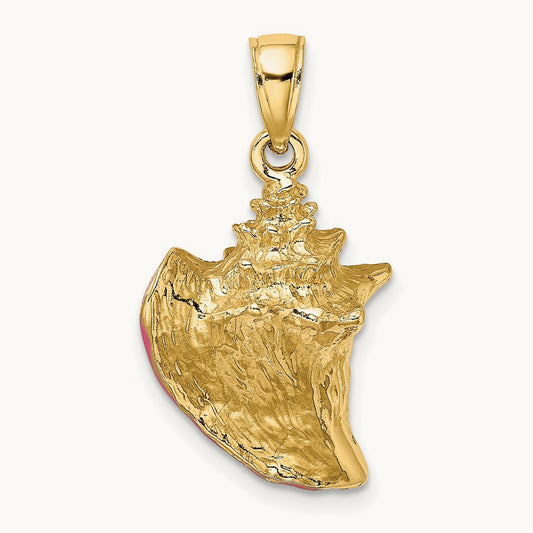 3-D Enamel Conch Shell Charm — 26mm
