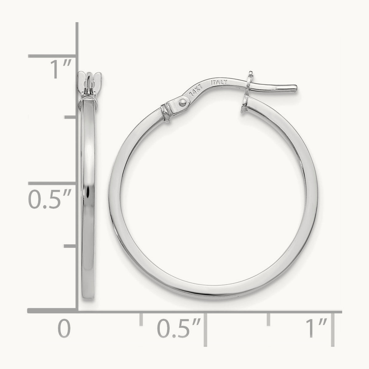 Polished Hoop Earrings, 14K White Gold — Leslie's