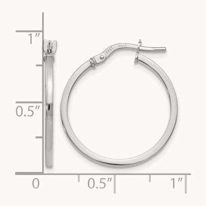 Polished Hoop Earrings, 14K White Gold — Leslie's