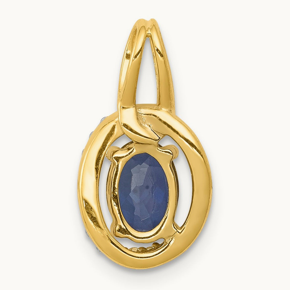 Diamond and .85 Sapphire Halo Pendant — 14K Yellow Gold