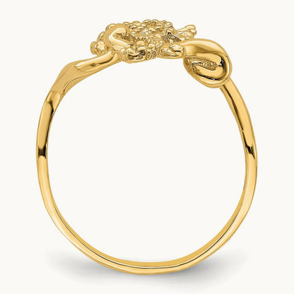 Polished / Textured / 2-D Seahorse Ring (Size 7), 14K