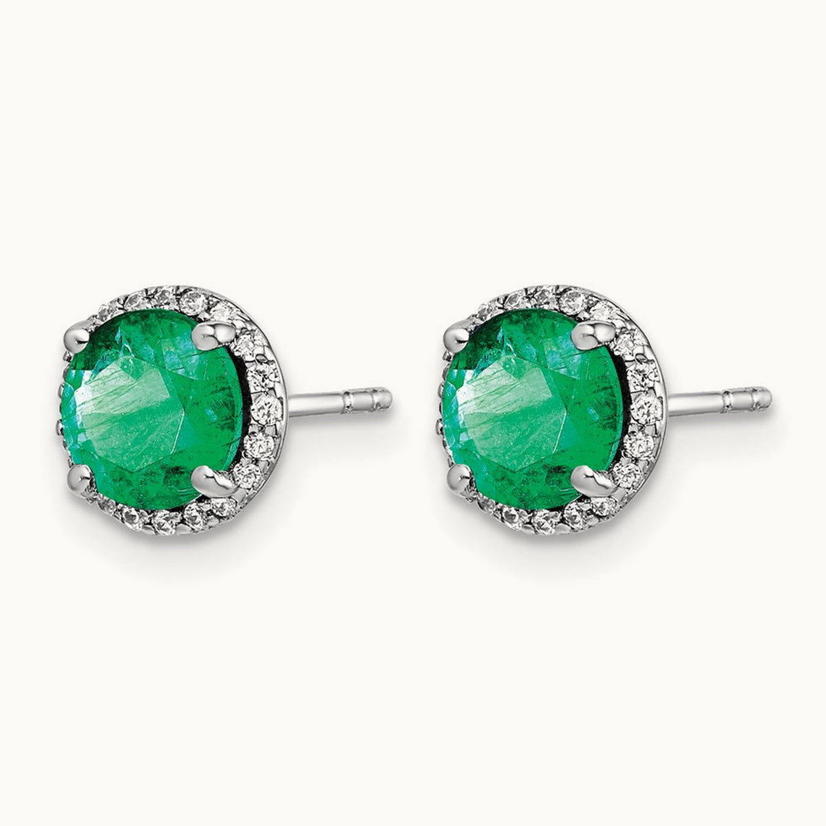 Diamond and Emerald Post Earrings — photo set