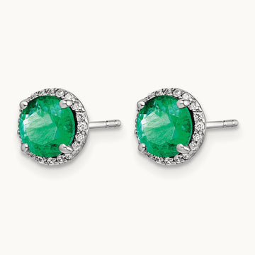 Diamond and Emerald Post Earrings — photo set