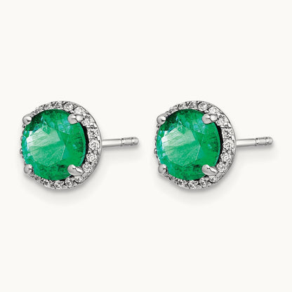 Diamond and Emerald Post Earrings — photo set