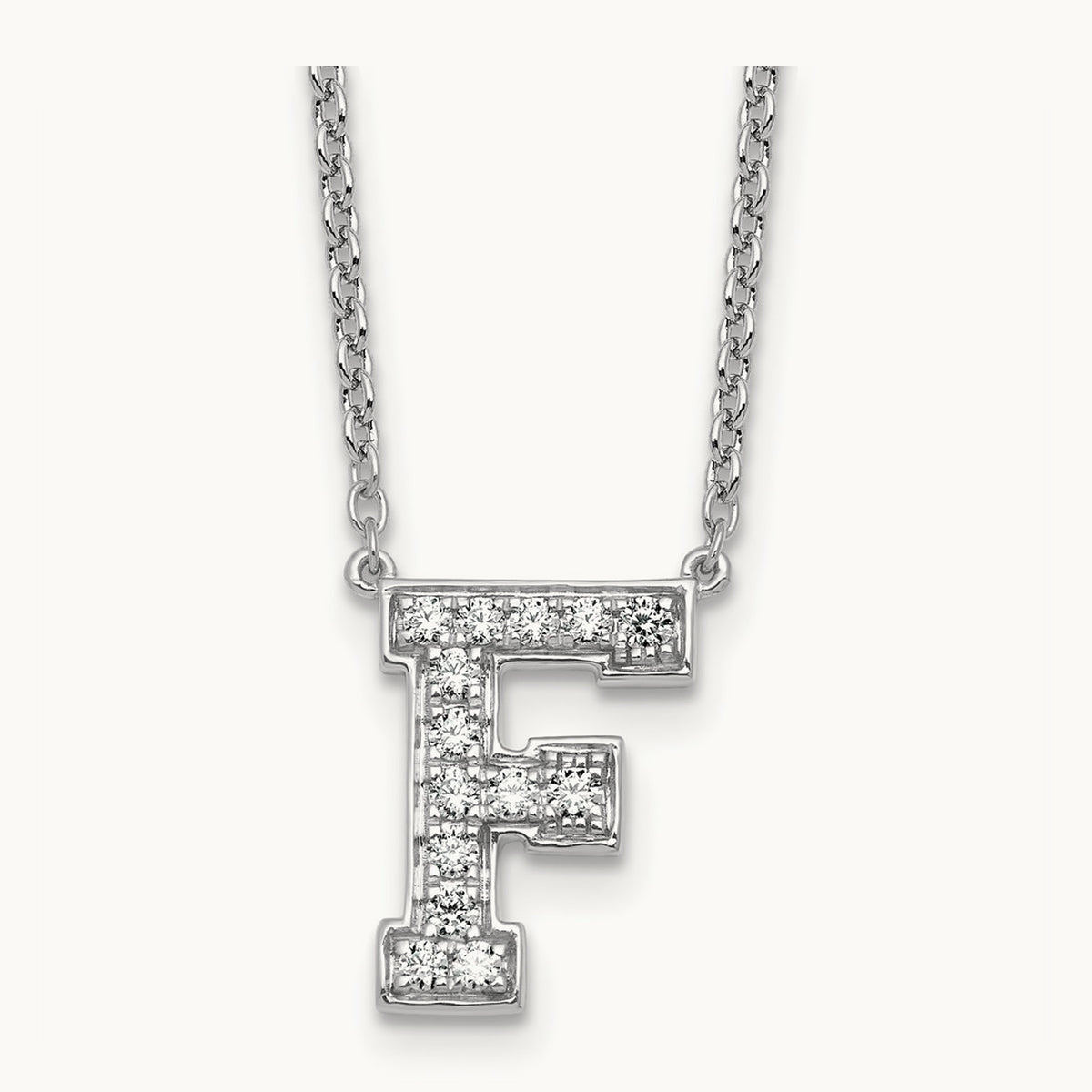 Initial Necklace — 14K White Gold, F, 1/3 ct