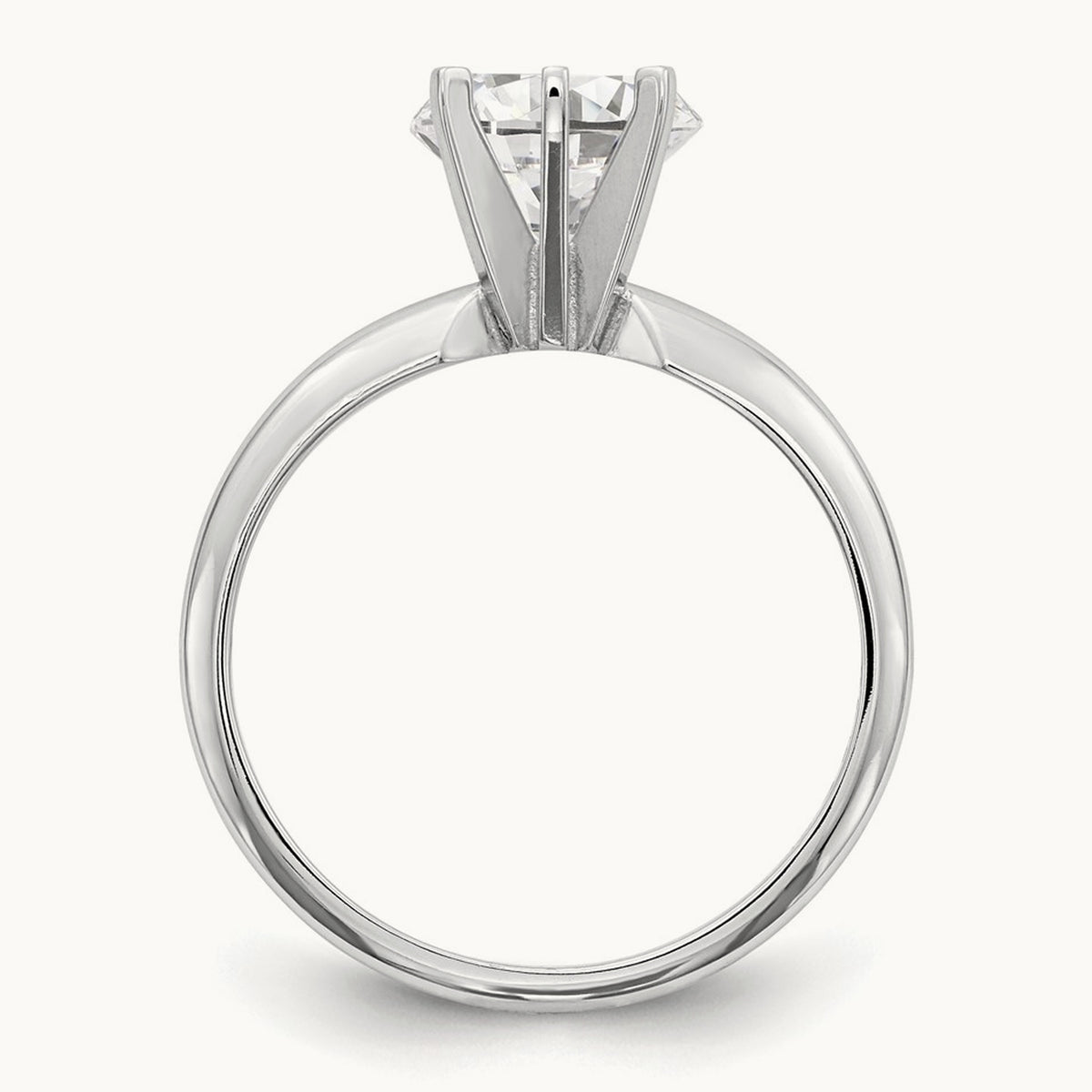 2ct. Lightweight Half-Round 6-Prong Ring Mounting, 14K White Gold