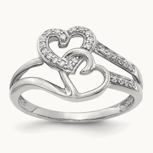 Diamond Hearts Ring — 14K White Gold, 7
