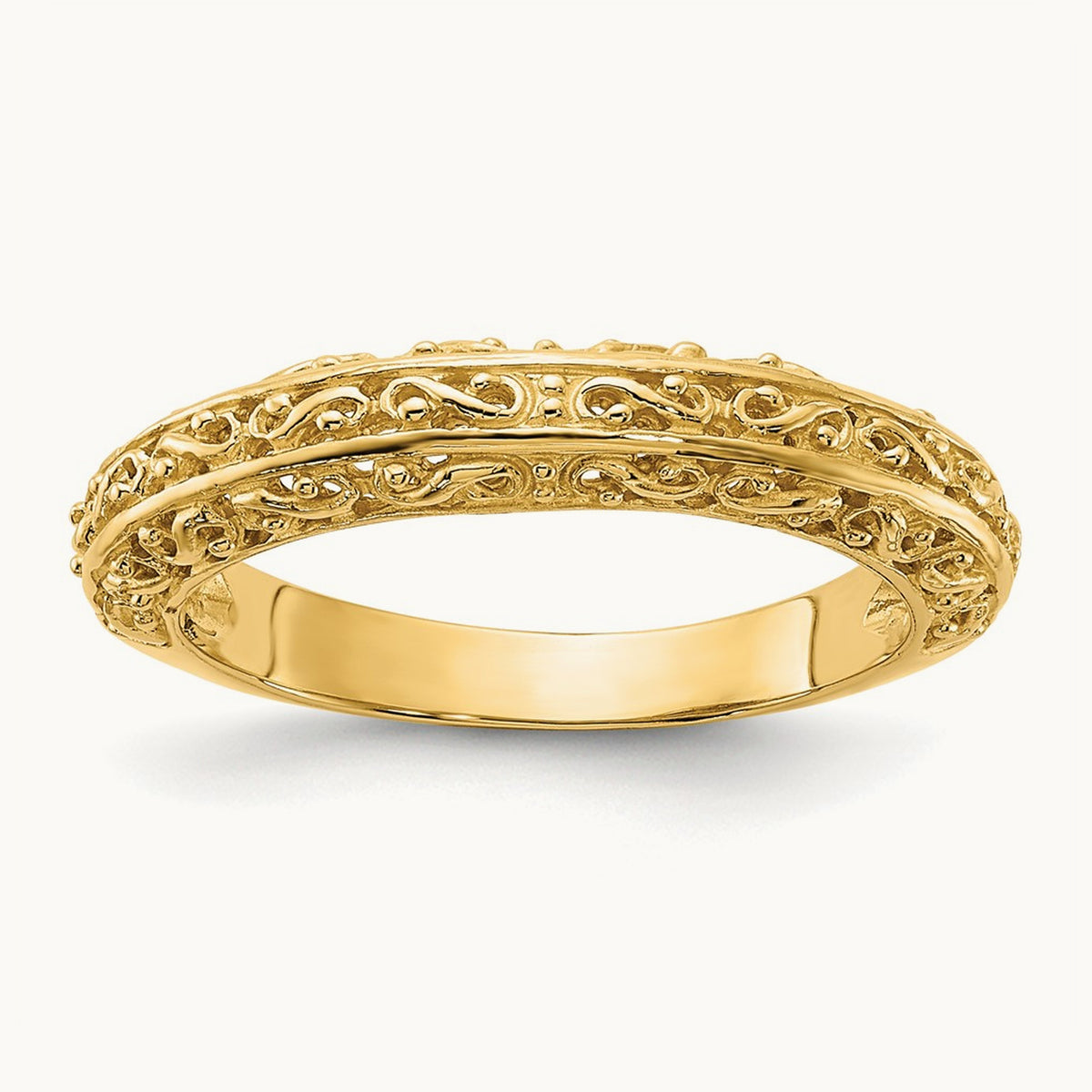 Filigree Wedding Band — 14K Yellow Gold
