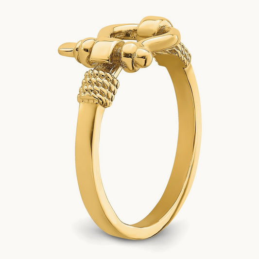 Shackle w/ Rope Edge Ring (Size 7), 14K