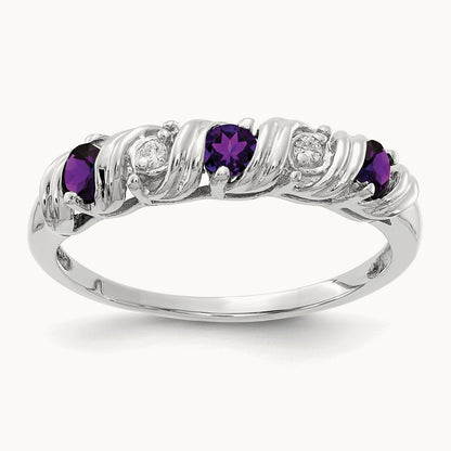 Amethyst AA Diamond ring, 2.75mm, 14K White Gold