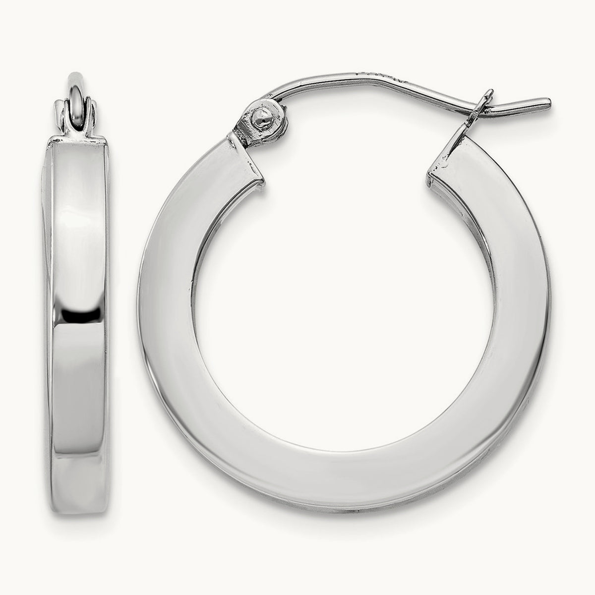 Square Tube Hoop Earrings, 14K White Gold