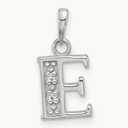 Diamond Letter E Initial Pendant, 14K White Gold