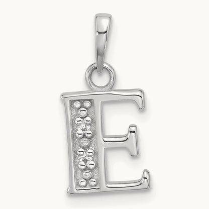Diamond Letter E Initial Pendant, 14K White Gold