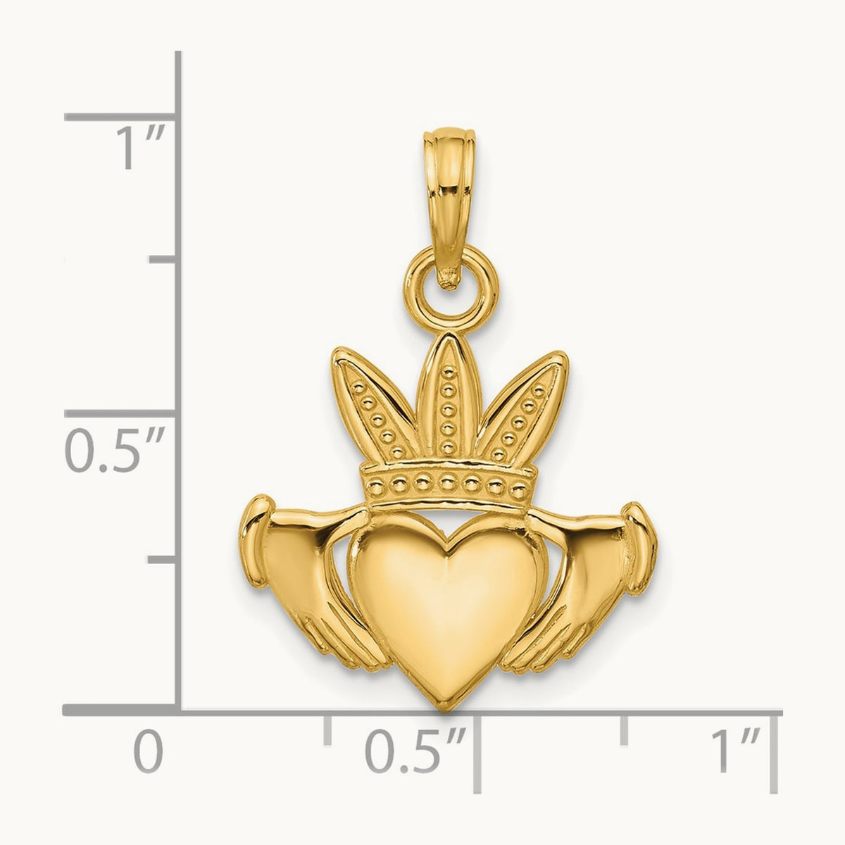 Polished Heart Crown Pendant, 14K