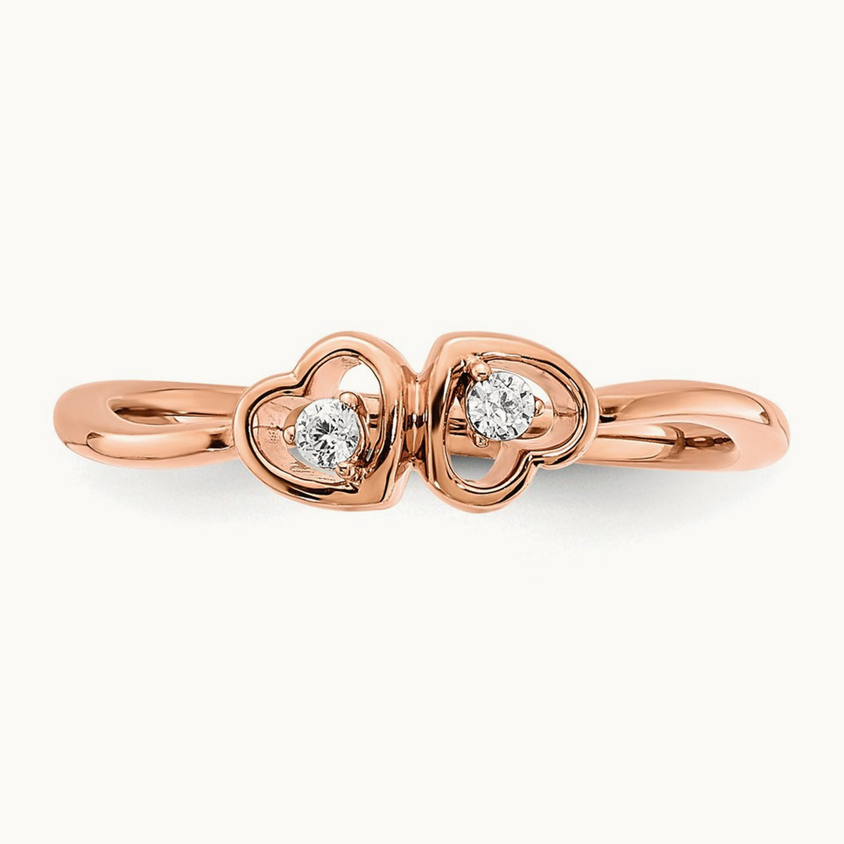 Polished Double Heart Diamond Ring — photo set