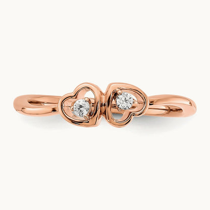 Polished Double Heart Diamond Ring — photo set