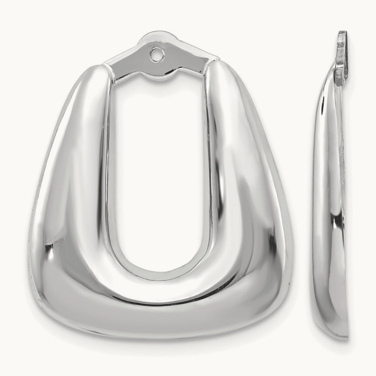 Polished Hoop Earring Jackets — 14K White Gold