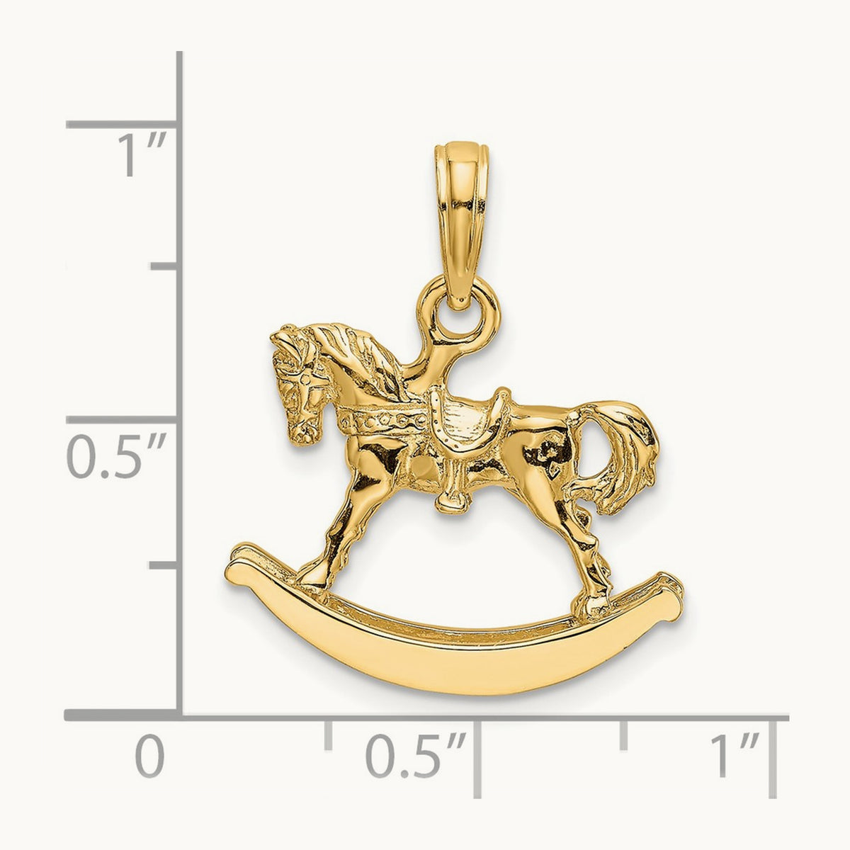 Polished 3-D Rocking Horse Charm, 14K