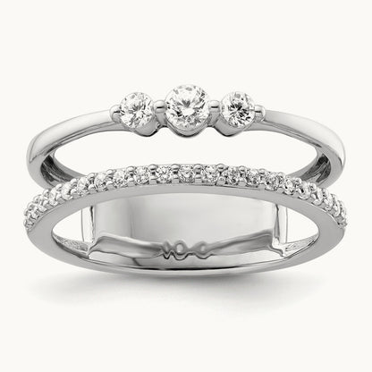 Polished Diamond Double Band Fashion Ring, 14K White Gold
