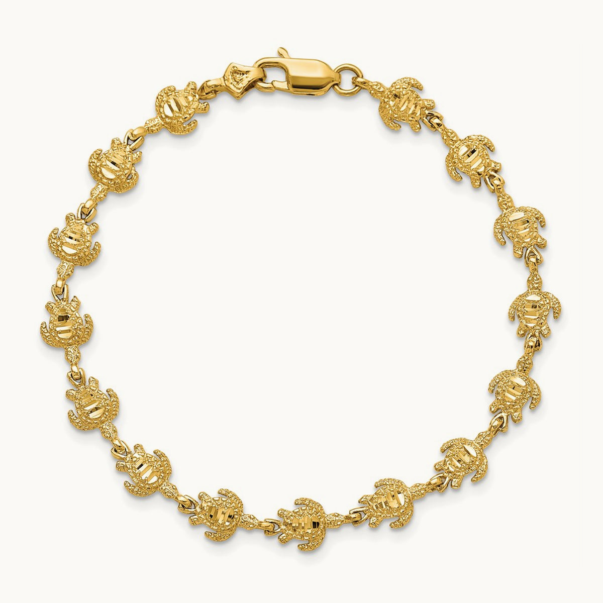 Polished and Textured Turtle Bracelet, 14K Gold