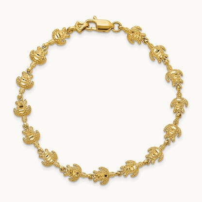 Polished and Textured Turtle Bracelet, 14K Gold