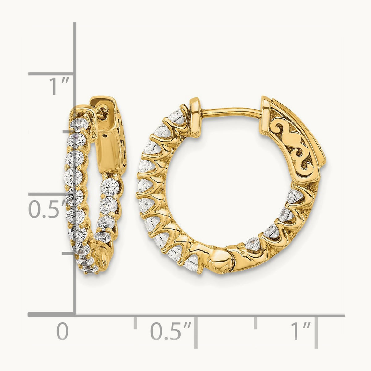 .98ct. 28- In/Out Hoop w/ Safety Clasp Diamond Earrings, 2.0mm, 14K