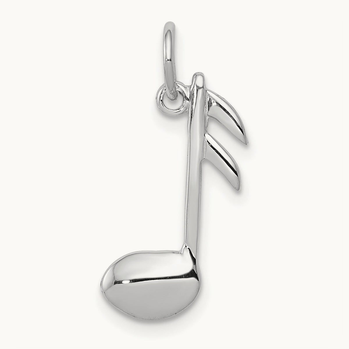 Polished Flat-Backed Musical Note Charm — 14K White Gold