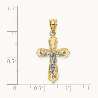 Crucifix Pendant, 14K Two-tone