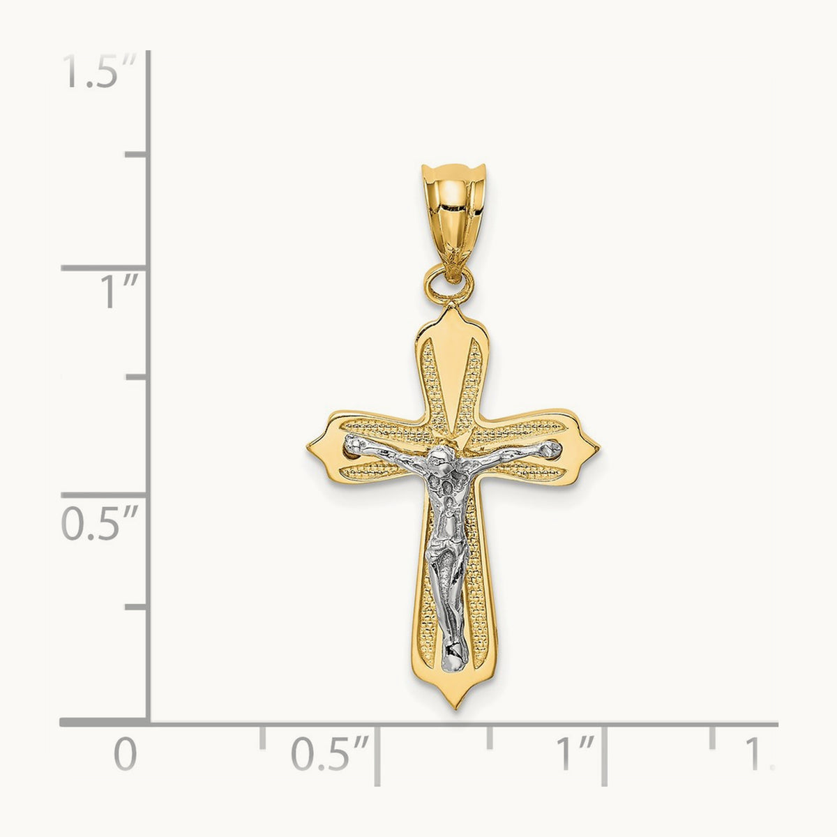 Crucifix Pendant, 14K Two-tone