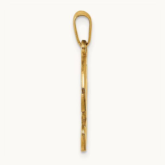 Script Letter F Initial Pendant, 14K