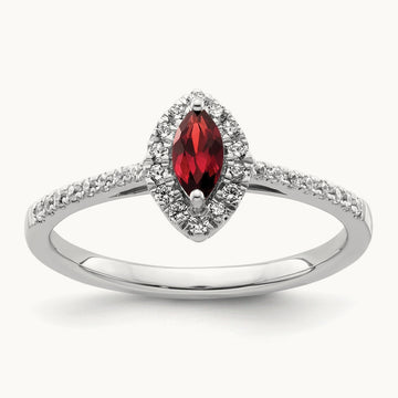 Garnet Jan Birthstone Ring, 0.20 ct tw Lab-Grown Diamond