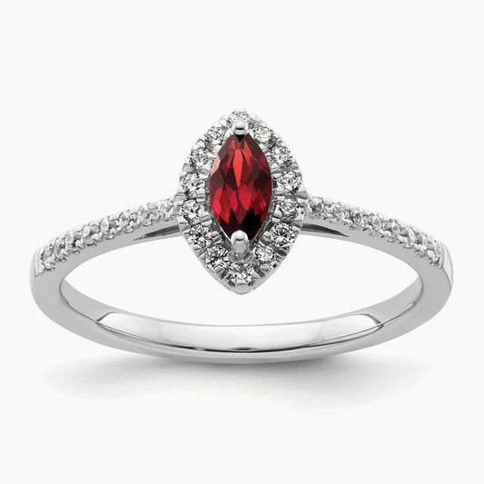 Garnet Jan Birthstone Ring, 0.20 ct tw Lab-Grown Diamond