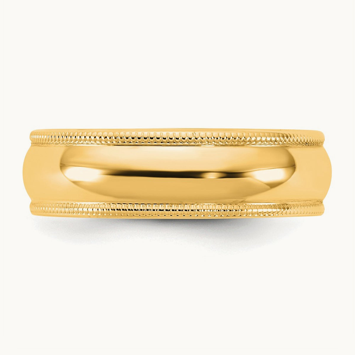 Lightweight Milgrain Half Round Band, 5.5mm, 10K Yellow Gold