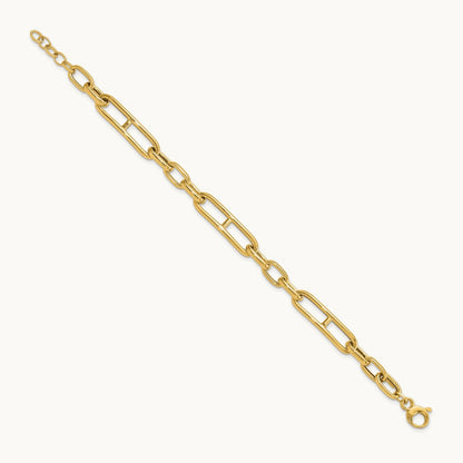 Polished Fancy Paperclip Link w/.5in ext. Bracelet, 14K