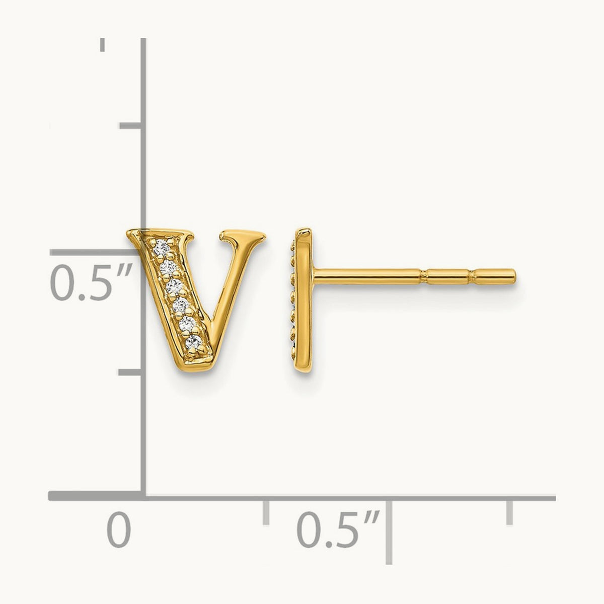 Diamond Earrings — 14K Yellow Gold, 8mm, V