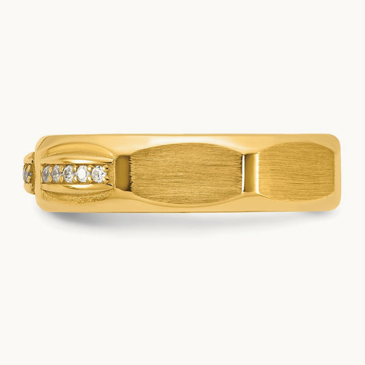IB Goodman Mens Satin Complete 1/8ct Diamond Ring, 14K Yellow Gold