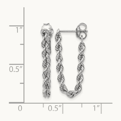Rope Chain Dangle Post Earring, 14K White Gold