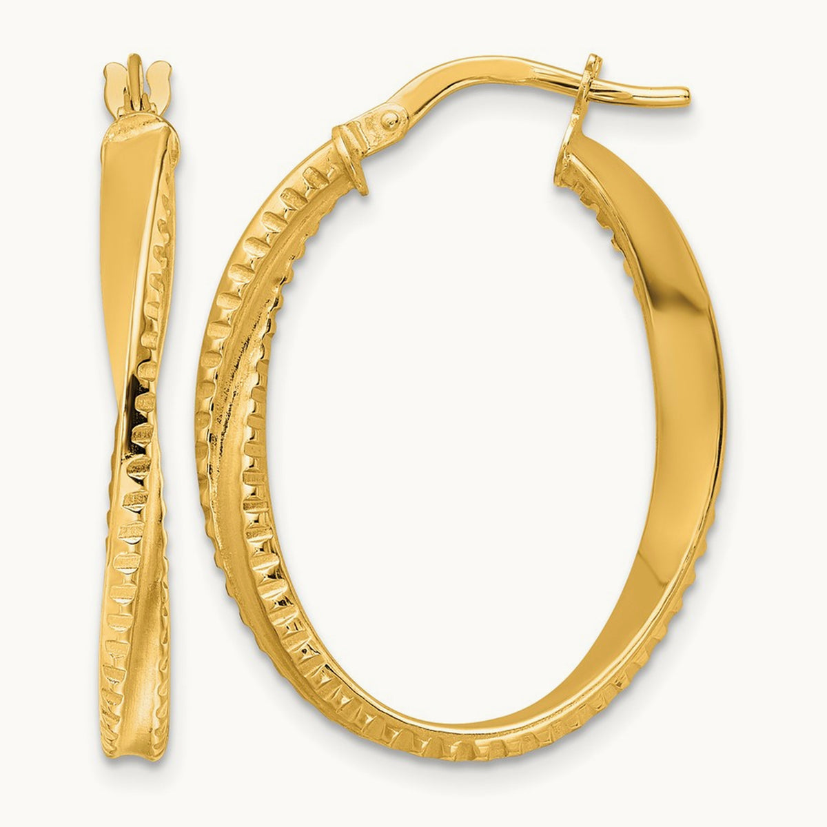 Polished Twisted Oval Hoop Earrings — 22mm