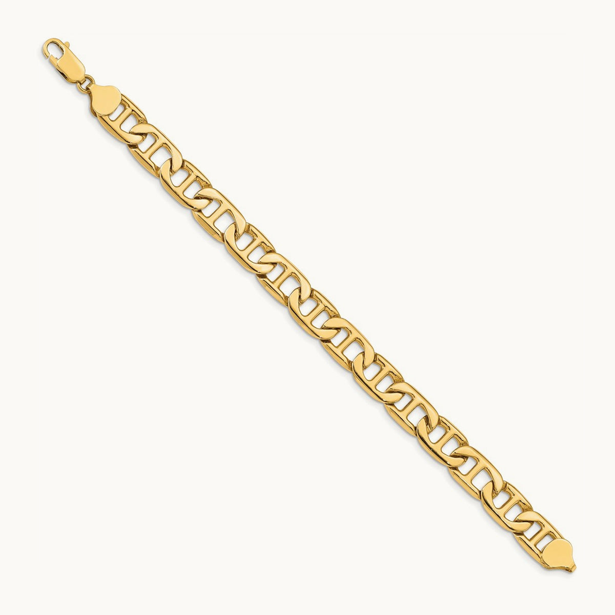 Solid Hand-Polished Anchor Link Bracelet, 8.75mm, 14K