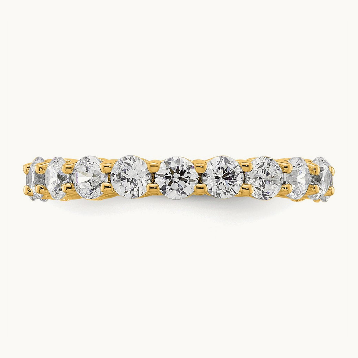 Polished Shared Prong Diamond Eternity Band — 14K Yellow Gold, 1.86 ct