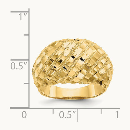 Diamond-Cut Dome Ring, 14K