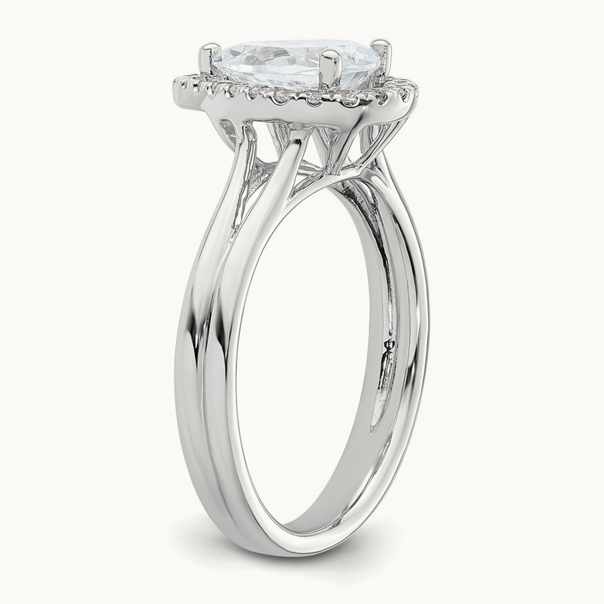 Pear Halo Semi-Mount Split Shank Engagement Ring, 0.07-0.20 ct tw — 1/5 ct, 14K White Gold