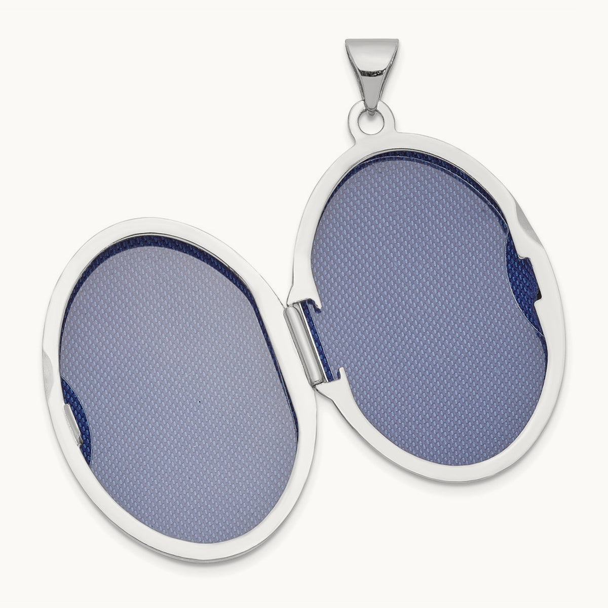 Polished Domed Oval Locket — 14K White Gold