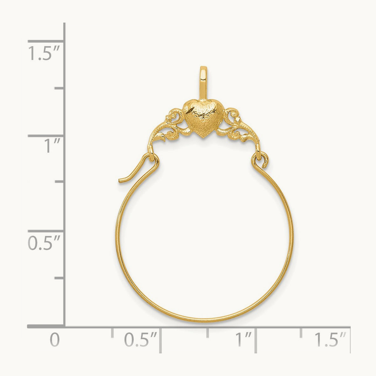 Polished Heart Charm Holder — 14K Yellow Gold