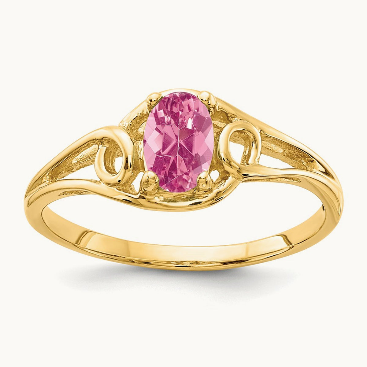 6x4mm Oval Pink Tourmaline Ring, 14K
