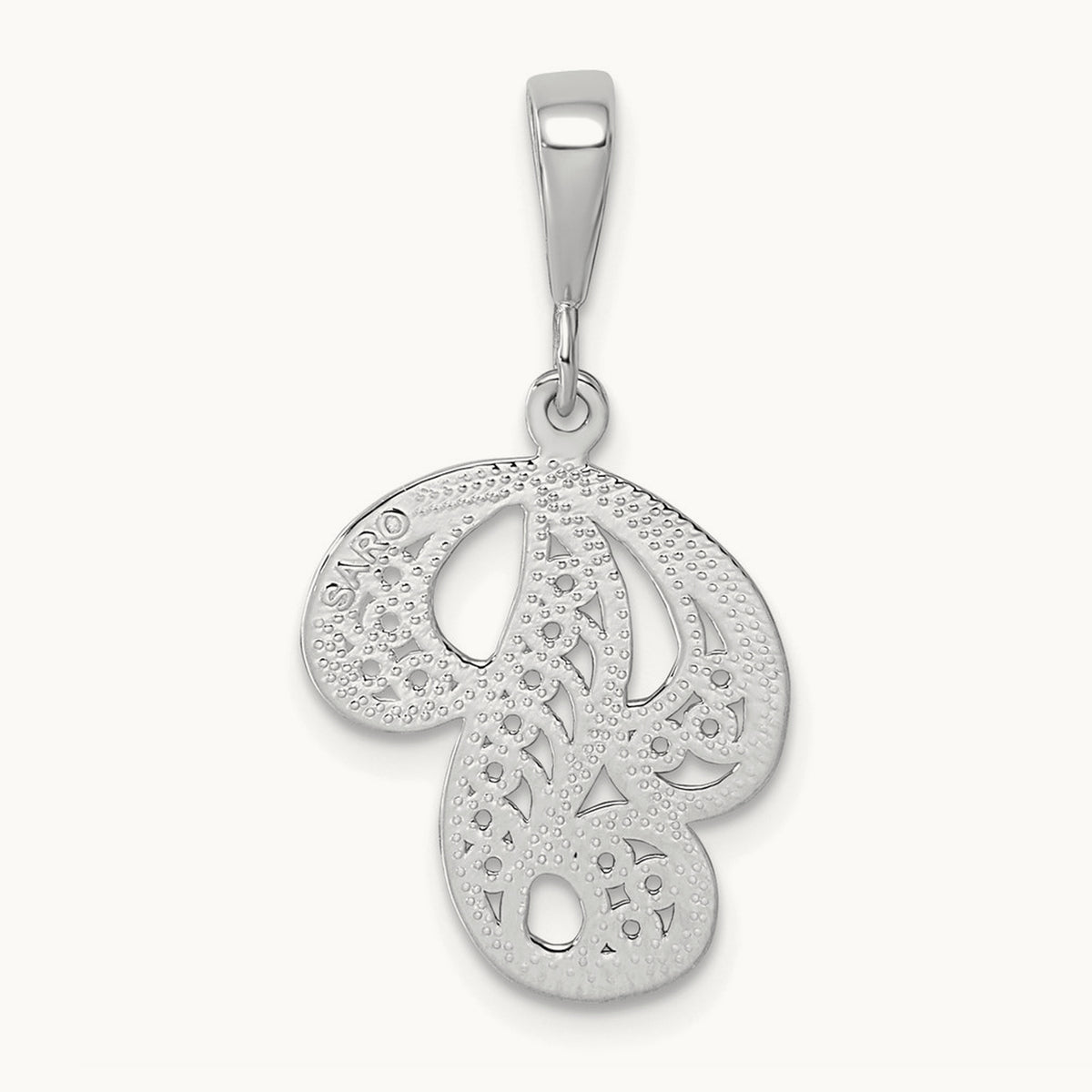 Solid Polished Script Filigree Initial Pendant — P